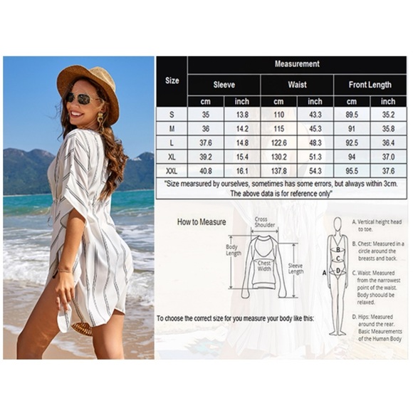 NWT Swimsuit Cover Ups for Women V-Neck Oversized Beach Bikini Cover Ups  SIZE M - Picture 5 of 16